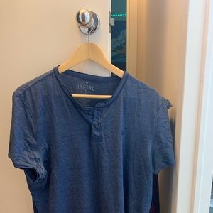 American Eagle Henley Tee Shirt in Blue